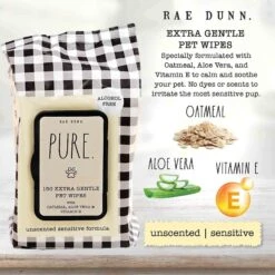 Rae Dunn PURE. Unscented Dog Wipes, 150 Count, 2 Pack -Snuggle Paws 349311 PT2. AC SS1800 V1642460214