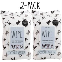 Rae Dunn WIPE. Aloe & Vitamin E Coconut Vanilla Scent Dog Wipes, 150 Count, 2 Pack
