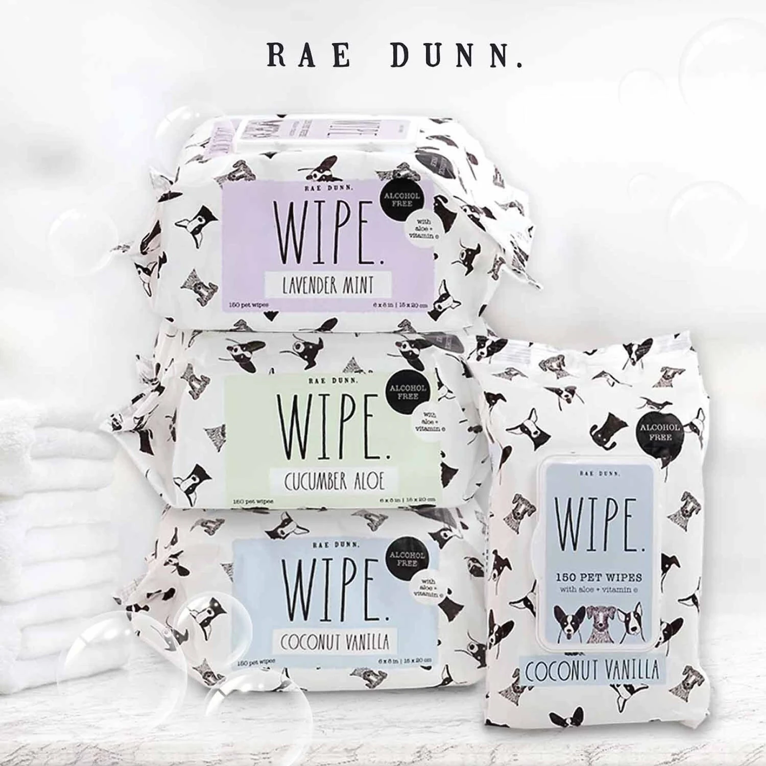 Rae Dunn WIPE. Aloe & Vitamin E Coconut Vanilla Scent Dog Wipes, 150 Count, 2 Pack 8 Rae Dunn WIPE. Aloe & Vitamin E Coconut Vanilla Scent Dog Wipes, 150 Count, 2 Pack - Image 6