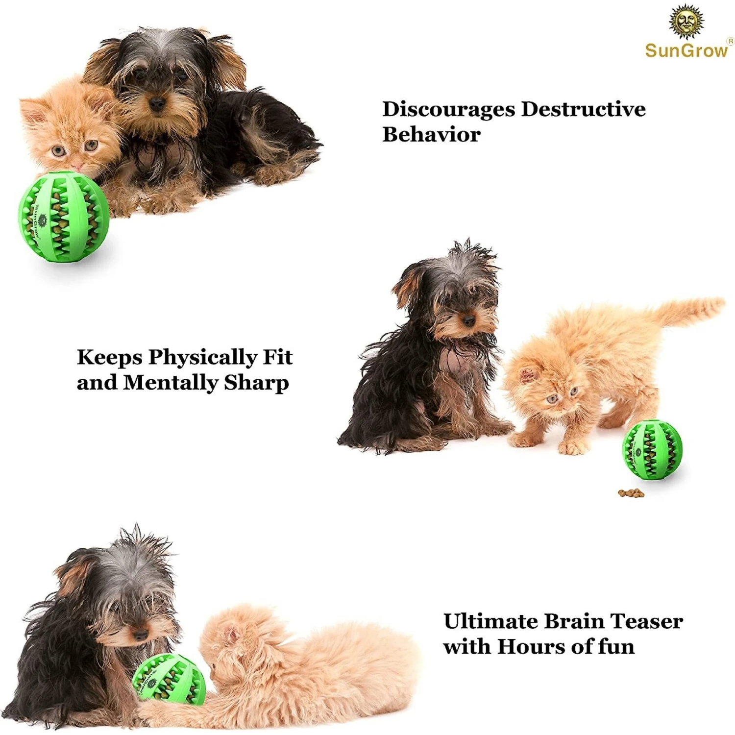 SunGrow Interactive Chew Ball Treat Dispenser Dog & Cat Teething Toy 6 SunGrow Interactive Chew Ball Treat Dispenser Dog & Cat Teething Toy - Image 4