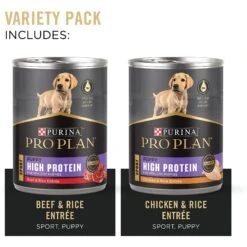 Purina Pro Plan Sport Development Puppy High Protein Beef & Rice Entrée & Chicken & Rice Entrée Variety Pack Wet Dog Food, 13-oz Can, Case Of 12 -Snuggle Paws 352976 PT1. AC SS1800 V1638470812