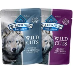 Blue Buffalo Delectables Chicken & Beef Dinner Variety Pack Grain-Free Wet Dog Food Topper, 3-oz Pouches, Case Of 12 & Blue Buffalo Wilderness Trail Toppers Wild Cuts Variety Pack Chunky Chicken & Beef Bites In Gravy Grain-Free Dog Food Topper, 3-oz, Pouch Of 12 -Snuggle Paws 356845 PT6. AC SS1800 V1640889724