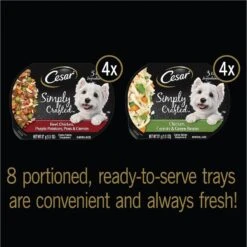 Cesar Simply Crafted Variety Pack Chicken, Carrots & Green Beans & Beef, Chicken, Purple Potatoes, Peas & Carrots Wet Dog Food Topper, 1.3-oz Can, 16 Count -Snuggle Paws 367307 PT2. AC SS1800 V1644373025