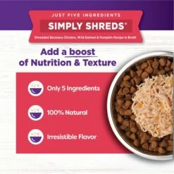 Wellness Bowl Boosters Simply Shreds Chicken, Beef & Carrots Natural Grain-Free Wet Dog Food Mixer Or Topper, 2.8-oz Pouch, Case Of 12 & Wellness Bowl Boosters Simply Shreds Chicken, Salmon & Pumpkin Natural Grain-Free Wet Dog Food Mixer Or Topper, 2.8-oz Pouch, Case Of 12 -Snuggle Paws 367552 PT7. AC SS1800 V1674053870