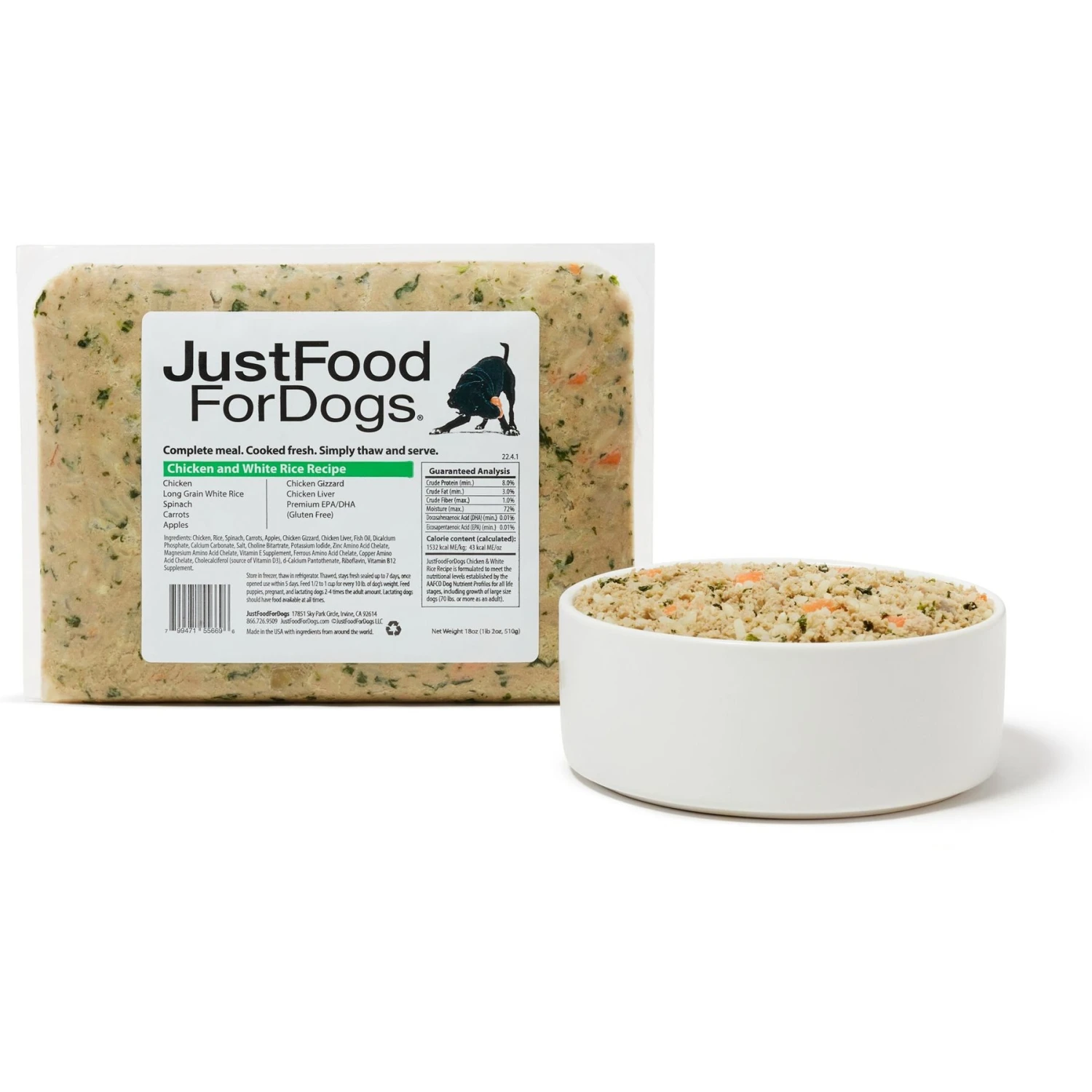 JustFoodForDogs Chicken & White Rice Recipe Frozen Human-Grade Fresh Dog Food 3 JustFoodForDogs Chicken & White Rice Recipe Frozen Human-Grade Fresh Dog Food