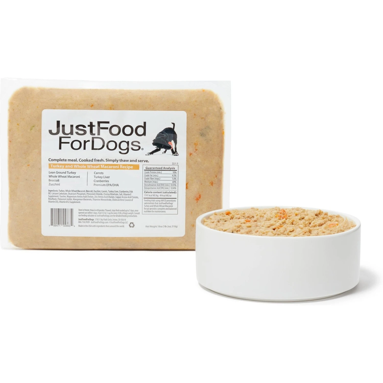 JustFoodForDogs Turkey & Whole Wheat Macaroni Recipe Frozen Human-Grade Fresh Dog Food 3 JustFoodForDogs Turkey & Whole Wheat Macaroni Recipe Frozen Human-Grade Fresh Dog Food