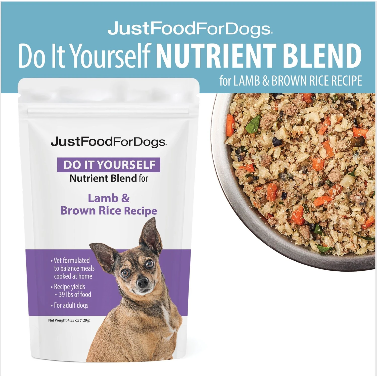 JustFoodForDogs DoItYourself Lamb & Brown Rice Recipe Fresh Dog Food Recipe & Nutrient Blend 3 JustFoodForDogs DoItYourself Lamb & Brown Rice Recipe Fresh Dog Food Recipe & Nutrient Blend