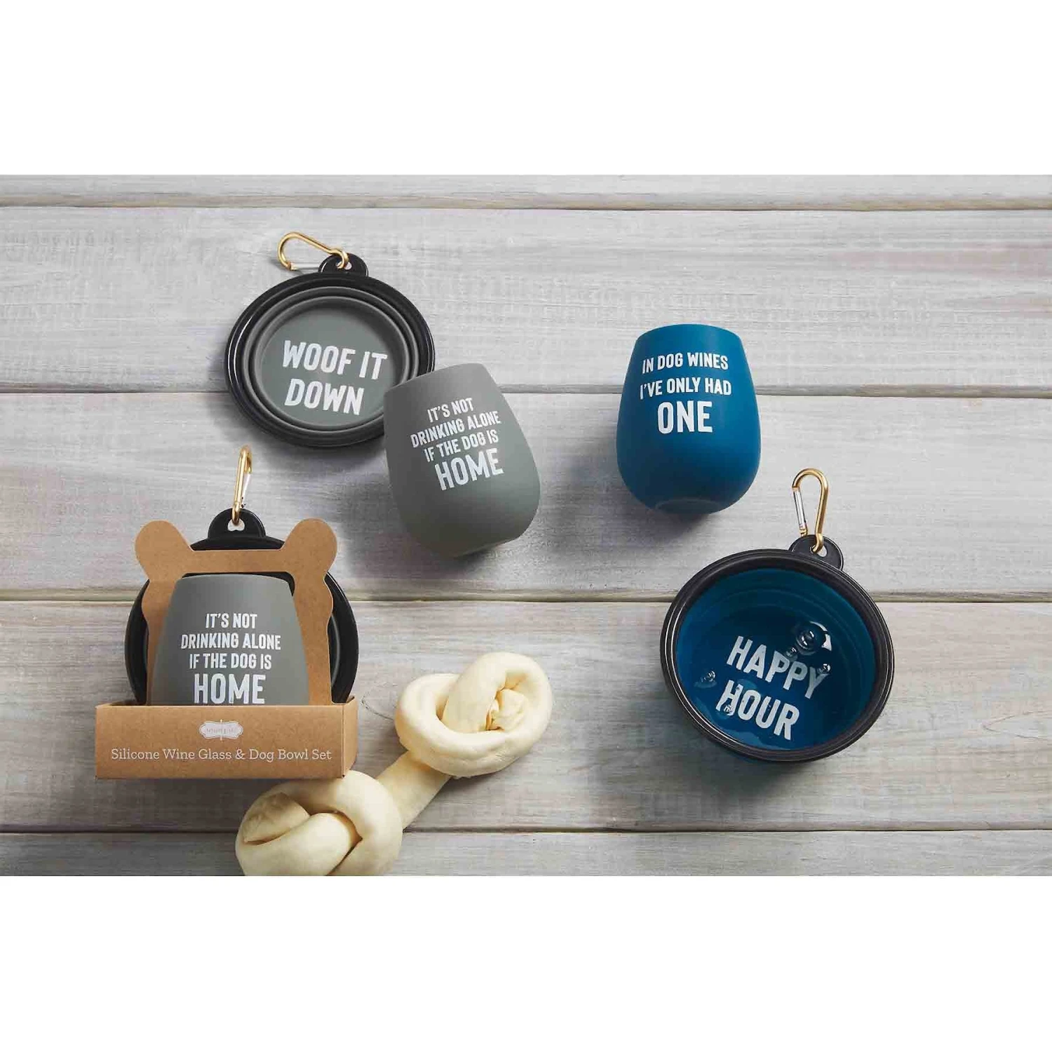 Mud Pie Wine Glass & Collapsible Silicone Dog Bowl Set 4 Mud Pie Wine Glass & Collapsible Silicone Dog Bowl Set - Image 2