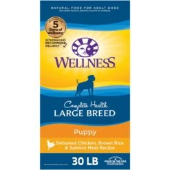 Wellness Large Breed Complete Health Puppy Deboned Chicken, Brown Rice & Salmon Meal Recipe Dry Dog Food