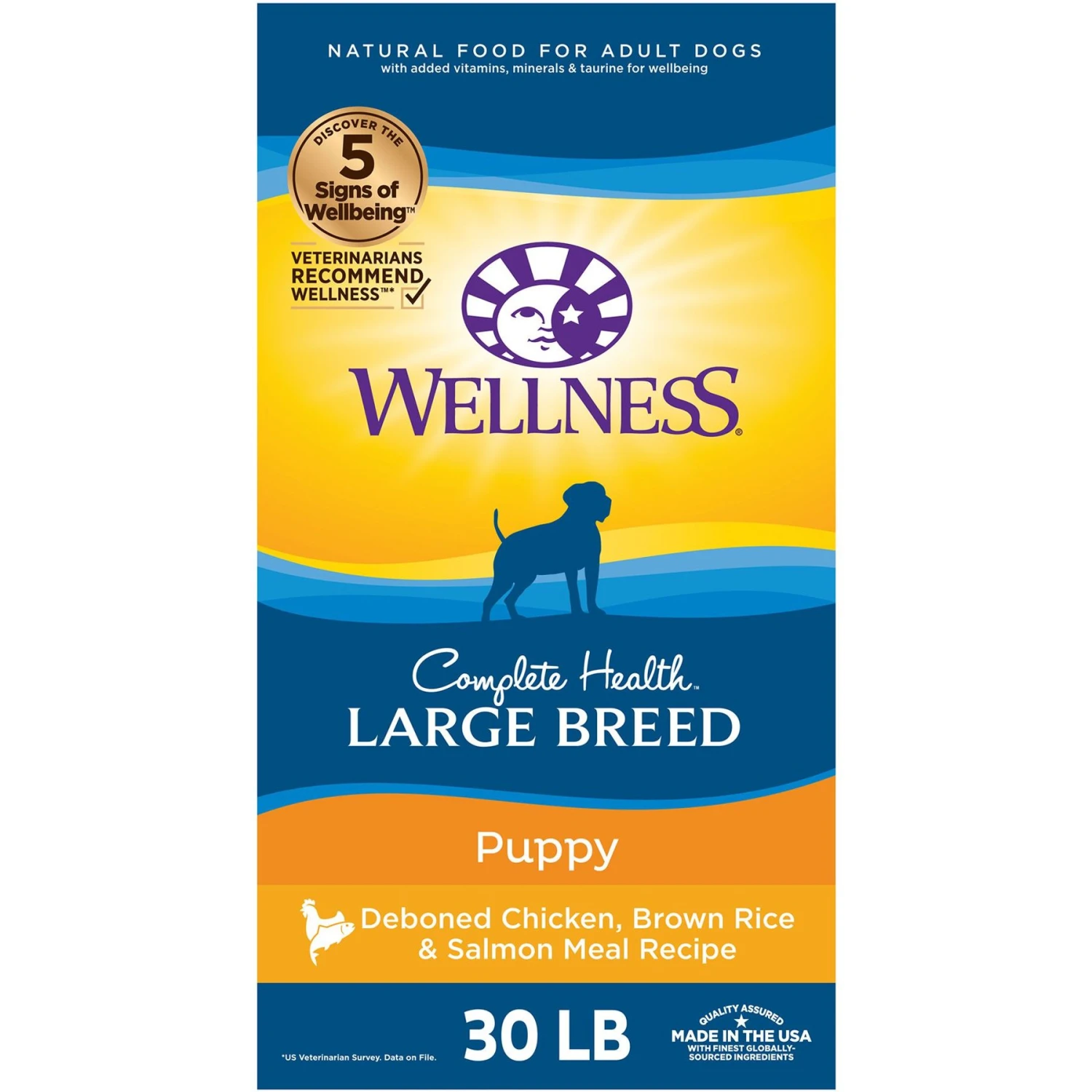 Wellness Large Breed Complete Health Puppy Deboned Chicken, Brown Rice & Salmon Meal Recipe Dry Dog Food 3 Wellness Large Breed Complete Health Puppy Deboned Chicken, Brown Rice & Salmon Meal Recipe Dry Dog Food