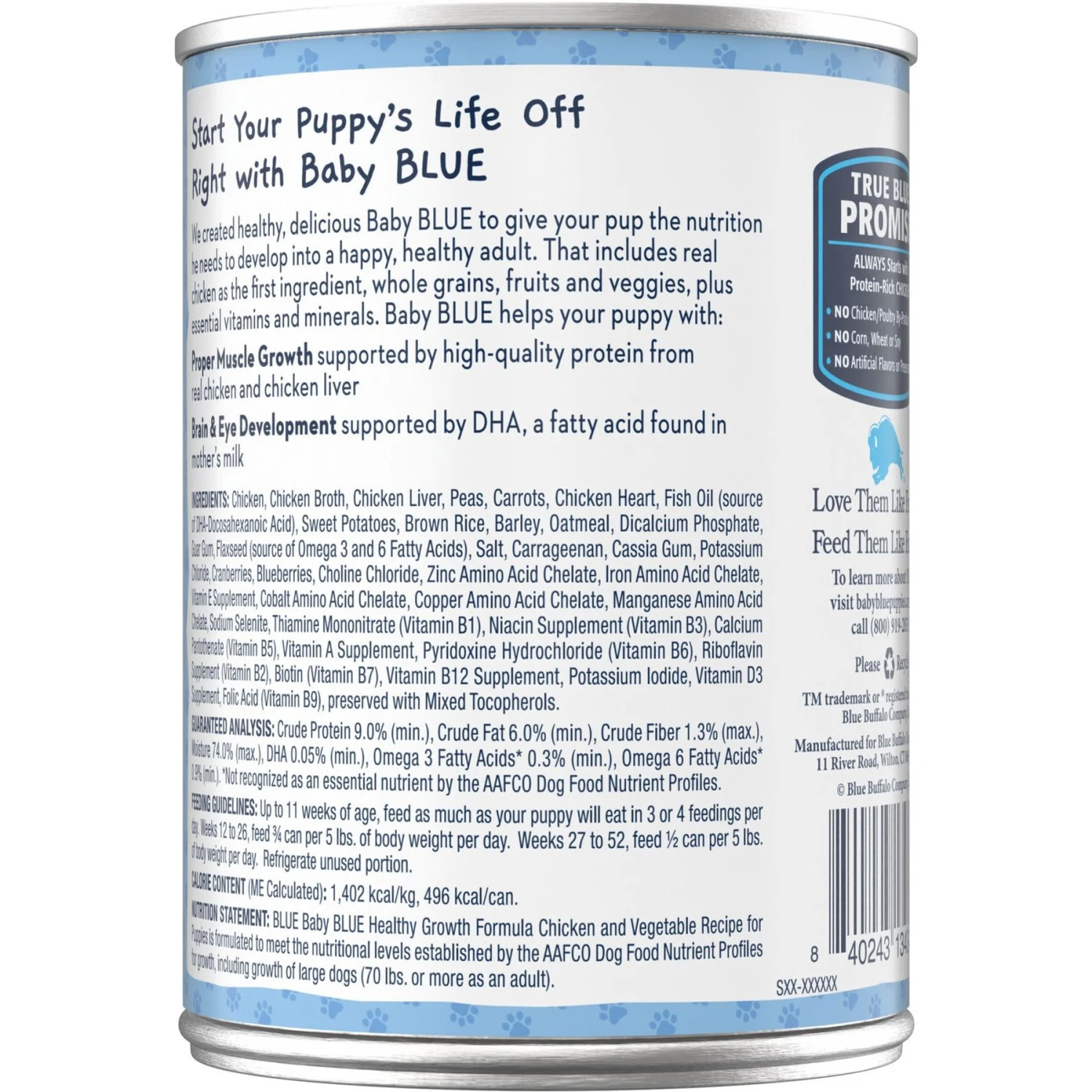 Blue Buffalo Baby Blue Healthy Growth Formula Natural Chicken & Vegetable Recipe Puppy Wet Food, 12.5-oz Cans, Case Of 12 4 Blue Buffalo Baby Blue Healthy Growth Formula Natural Chicken & Vegetable Recipe Puppy Wet Food, 12.5-oz Cans, Case Of 12 - Image 2