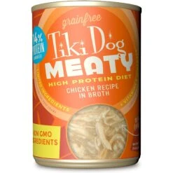 Tiki Dog Meaty Whole Foods Grain-Free Chicken Shredded Canned Dog Food, 12-oz, Case Of 8