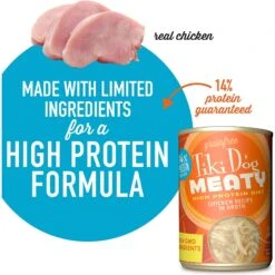 Tiki Dog Meaty Whole Foods Grain-Free Chicken Shredded Canned Dog Food, 12-oz, Case Of 8 -Snuggle Paws 505050 PT3. AC SS1800 V1648590986