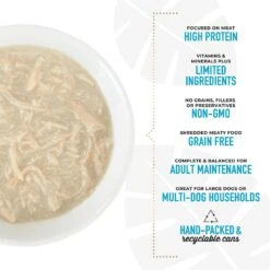 Tiki Dog Meaty Whole Foods Grain-Free Chicken Shredded Canned Dog Food, 12-oz, Case Of 8 -Snuggle Paws 505050 PT4. AC SS1800 V1648597599