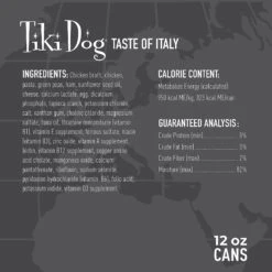 Tiki Dog Taste Of Italy! Grain-Free Chicken & Pasta Carbonara Chunks In Gravy Canned Dog Food, 12-oz, Case Of 8 12 Tiki Dog Taste Of Italy! Grain-Free Chicken & Pasta Carbonara Chunks In Gravy Canned Dog Food, 12-oz, Case Of 8 -Snuggle Paws 505194 PT2. AC SS1800 V1648580198