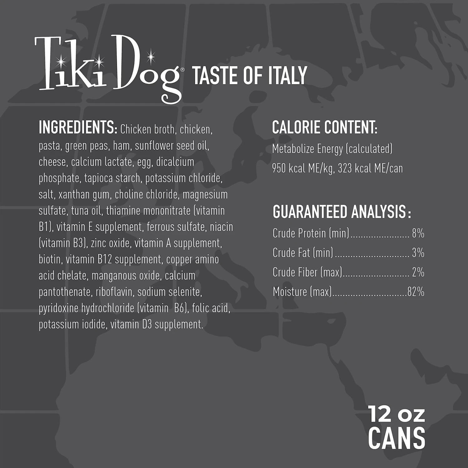 Tiki Dog Taste Of Italy! Grain-Free Chicken & Pasta Carbonara Chunks In Gravy Canned Dog Food, 12-oz, Case Of 8 5 Tiki Dog Taste Of Italy! Grain-Free Chicken & Pasta Carbonara Chunks In Gravy Canned Dog Food, 12-oz, Case Of 8 - Image 3