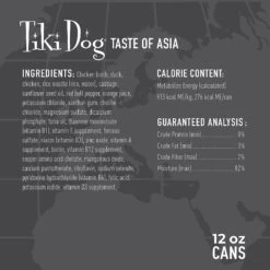 Tiki Dog Taste Of Asia! Grain-Free Peking Duck Chunks In Gravy Canned Dog Food, 12-oz, Case Of 8 -Snuggle Paws 505242 PT2. AC SS1800 V1648580192