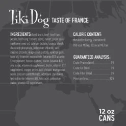 Tiki Dog Taste Of France! Grain-Free Beef & Potatoes Burgundy Chunks In Gravy Canned Dog Food, 12-oz, Case Of 8 12 Tiki Dog Taste Of France! Grain-Free Beef & Potatoes Burgundy Chunks In Gravy Canned Dog Food, 12-oz, Case Of 8 -Snuggle Paws 505290 PT2. AC SS1800 V1648580201