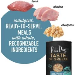 Tiki Dog Taste Of Greece! Grain-Free Lamb Couscous & Chickpea Chunks In Gravy Canned Dog Food -Snuggle Paws 505314 PT3. AC SS1800 V1648582898