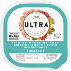 Nutro Ultra Grain-Free Trio Protein Chicken, Lamb & Whitefish Pate With Superfoods Senior Wet Dog Food Trays