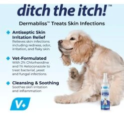 Vetnique Labs Dermabliss Anti-Bacterial & Anti-Fungal Ketoconazole Dog & Cat Spray, 8-oz Bottle -Snuggle Paws 528590 PT2. AC SS1800 V1701881110