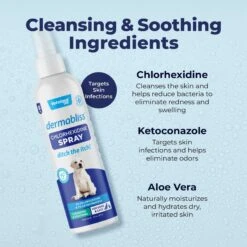 Vetnique Labs Dermabliss Anti-Bacterial & Anti-Fungal Ketoconazole Dog & Cat Spray, 8-oz Bottle -Snuggle Paws 528590 PT3. AC SS1800 V1701881352