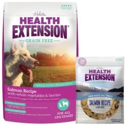 Health Extension Grain-Free Salmon Recipe Dry Dog Food & Health Extension Grain-Free Oven Baked Salmon Recipe With Kale Dog Treats