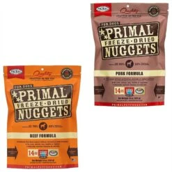 Primal Beef Formula Nuggets Grain-Free Raw Freeze-Dried Dog Food & Primal Pork Formula Nuggets Grain-Free Raw Freeze-Dried Dog Food