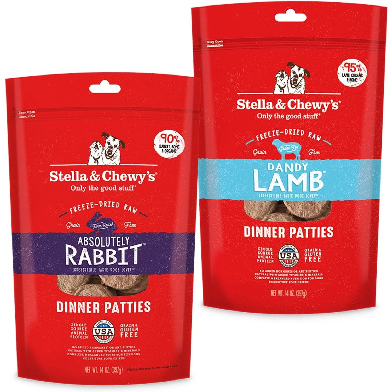 Stella & Chewy's Absolutely Rabbit Dinner Patties Freeze-Dried Raw Dog Food & Stella & Chewy's Dandy Lamb Dinner Patties Freeze-Dried Raw Dog Food 3 Stella & Chewy's Absolutely Rabbit Dinner Patties Freeze-Dried Raw Dog Food & Stella & Chewy's Dandy Lamb Dinner Patties Freeze-Dried Raw Dog Food