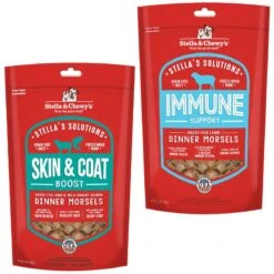 Stella & Chewy's Stella's Solutions Skin & Coat Boost Freeze-Dried Raw Grass-Fed Lamb & Wild-Caught Salmon Dinner Morsels Dog Food & Stella & Chewy's Stella's Solutions Immune Boost Freeze-Dried Raw Grass-Fed Lamb Dinner Morsels Dog Food