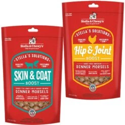 Stella & Chewy's Stella's Solutions Skin & Coat Boost Freeze-Dried Raw Grass-Fed Lamb & Wild-Caught Salmon Dinner Morsels Dog Food & Stella & Chewy's Stella's Solutions Hip & Joint Boost Freeze-Dried Raw Cage-Free Chicken Dinner Morsels Dog Food