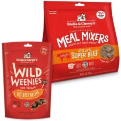 Stella & Chewy's Beef Wild Weenies Freeze-Dried Raw Dog Treats & Stella & Chewy's Stella's Super Beef Meal Mixers Freeze-Dried Raw Dog Food Topper
