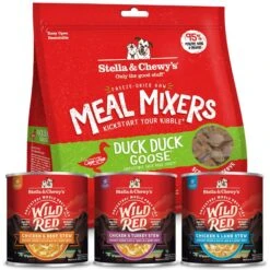 Stella & Chewy's Wild Red Variety Pack Grain-Free Wet Dog Food & Stella & Chewy's Duck Duck Goose Meal Mixers Freeze-Dried Raw Dog Food Topper