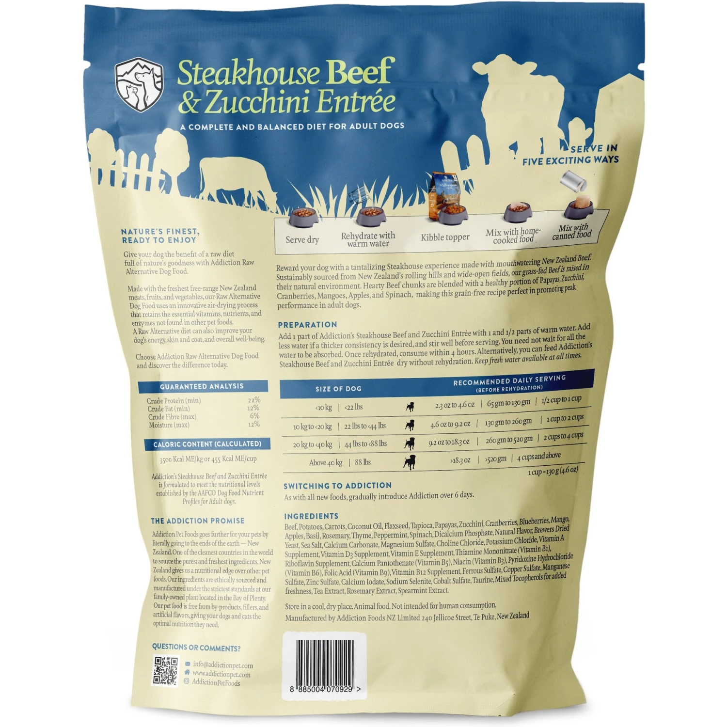 Addiction Steakhouse Beef & Zucchini Entree Raw Dehydrated Dog Food 4 Addiction Steakhouse Beef & Zucchini Entree Raw Dehydrated Dog Food - Image 2