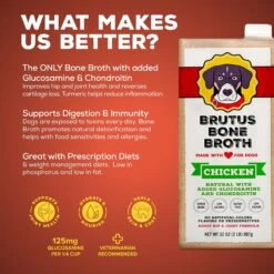 Brutus Broth Bone Broth Chicken Flavor Hip & Joint Human-Grade Dog Food Topper, 32-oz Box -Snuggle Paws 604862 PT2. AC SS1800 V1670425326