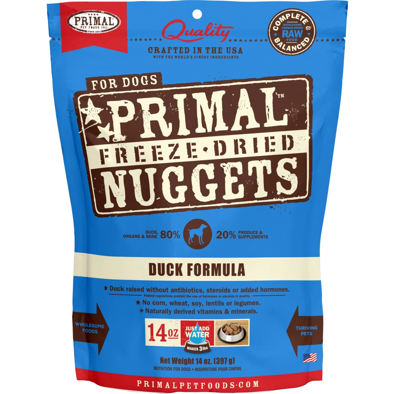 Primal Duck Formula Nuggets Grain-Free Raw Freeze-Dried Dog Food 3 Primal Duck Formula Nuggets Grain-Free Raw Freeze-Dried Dog Food