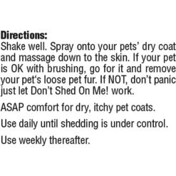 Ark Naturals Don't Shed On Me! Dog & Cat Spray 11 Ark Naturals Don't Shed On Me! Dog & Cat Spray -Snuggle Paws 60767 PT8. AC SS1800 V1613084197