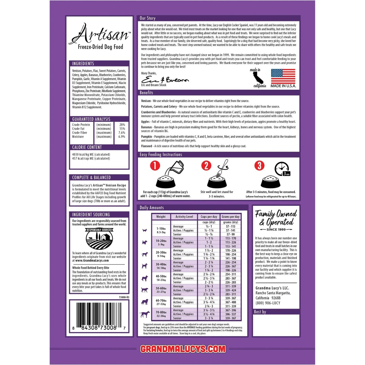 Grandma Lucy's Artisan Venison Grain-Free Freeze-Dried Dog Food 4 Grandma Lucy's Artisan Venison Grain-Free Freeze-Dried Dog Food - Image 2