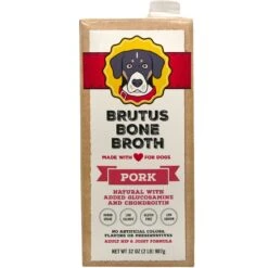 Brutus Broth Pork Flavored Grain-Free Bone Broth Dog Food Topping, 32-oz