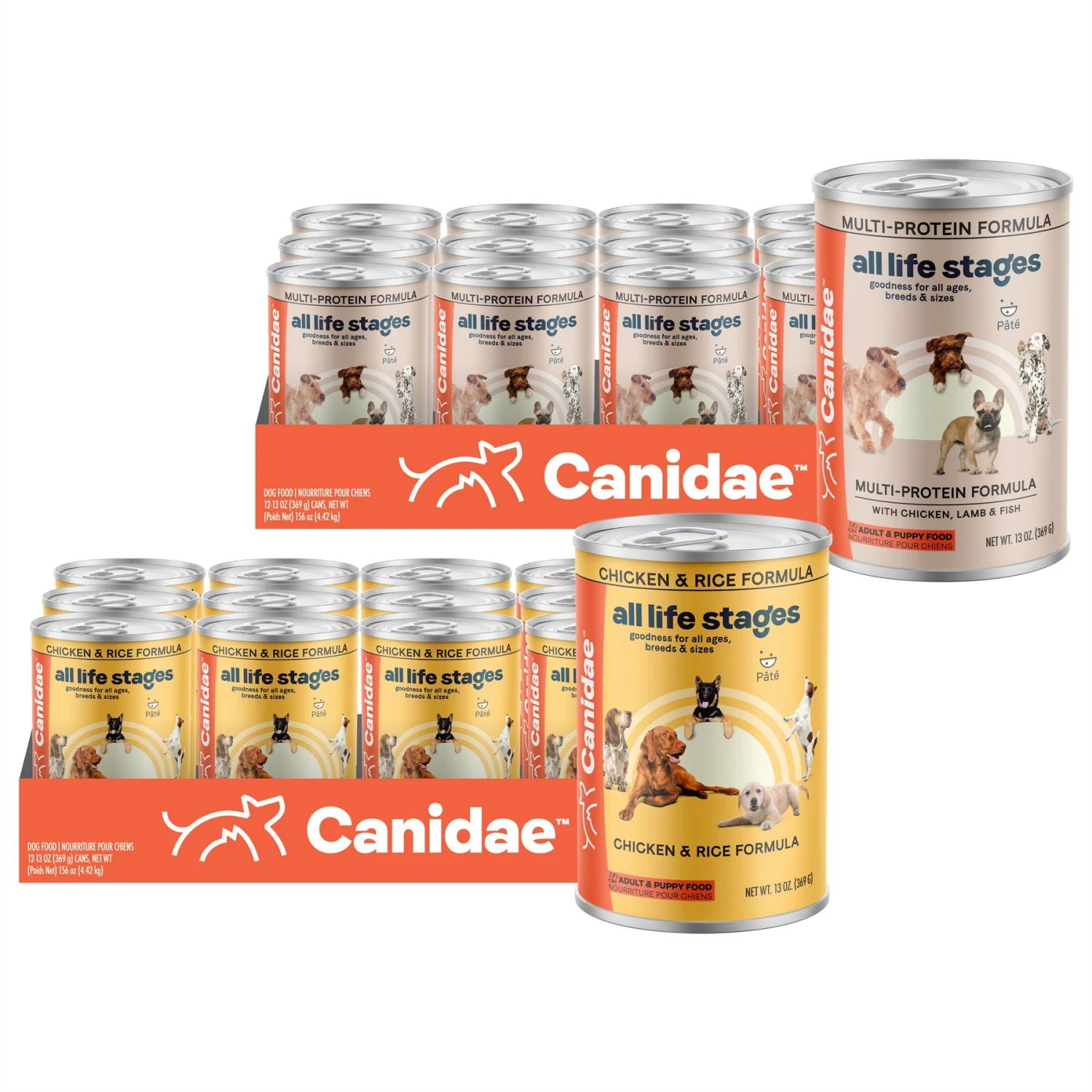 CANIDAE All Life Stages Chicken, Lamb & Fish Formula Canned Dog Food & CANIDAE All Life Stages Chicken & Rice Formula Canned Dog Food 3 CANIDAE All Life Stages Chicken, Lamb & Fish Formula Canned Dog Food & CANIDAE All Life Stages Chicken & Rice Formula Canned Dog Food