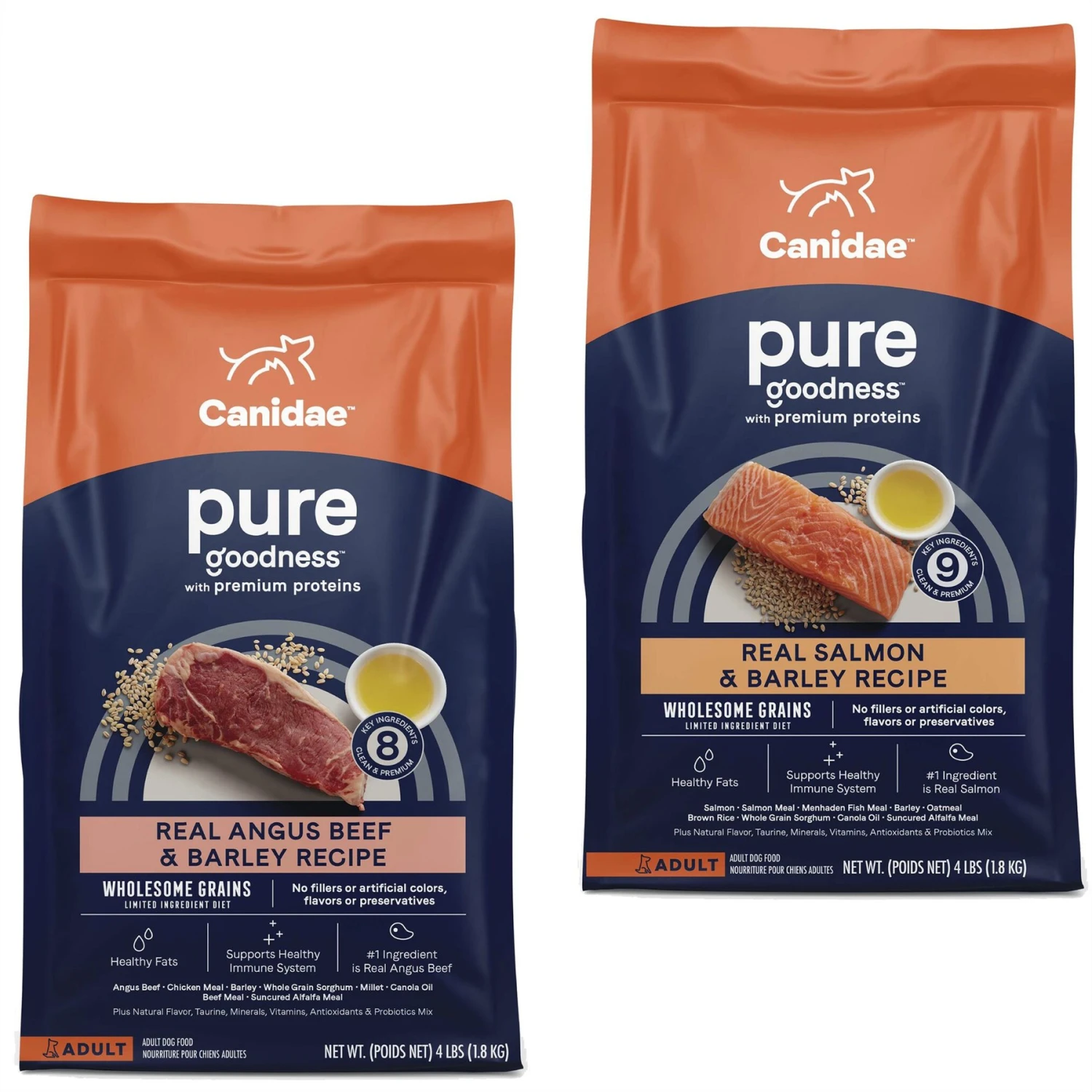 CANIDAE PURE With Wholesome Grains Real Beef & Barley Recipe Adult Dry Dog Food & CANIDAE PURE With Wholesome Grains Real Salmon & Barley Recipe Adult Dry Dog Food 3 CANIDAE PURE With Wholesome Grains Real Beef & Barley Recipe Adult Dry Dog Food & CANIDAE PURE With Wholesome Grains Real Salmon & Barley Recipe Adult Dry Dog Food