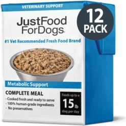 JustFoodForDogs Veterinary Diet PantryFresh Metabolic Support Shelf-Stable Fresh Dog Food, 12.5-oz Pouch, Case Of 12
