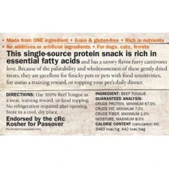 Evanger's Nothing But Natural Beef Tongue Gently Dried Dog & Cat Treats -Snuggle Paws 65084 PT2. AC SS1800 V1693919455