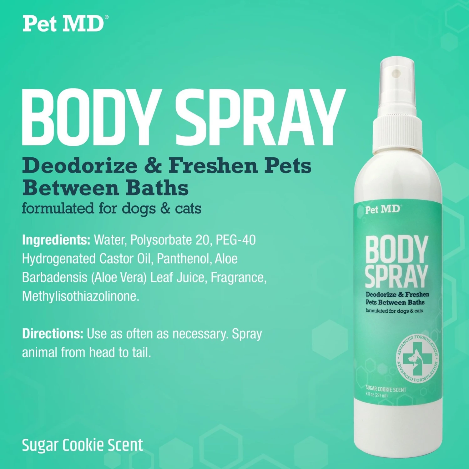 Pet MD Deodorizing Sugar Cookie Cat & Dog Body Spray, 8-oz Bottle 4 Pet MD Deodorizing Sugar Cookie Cat & Dog Body Spray, 8-oz Bottle - Image 2