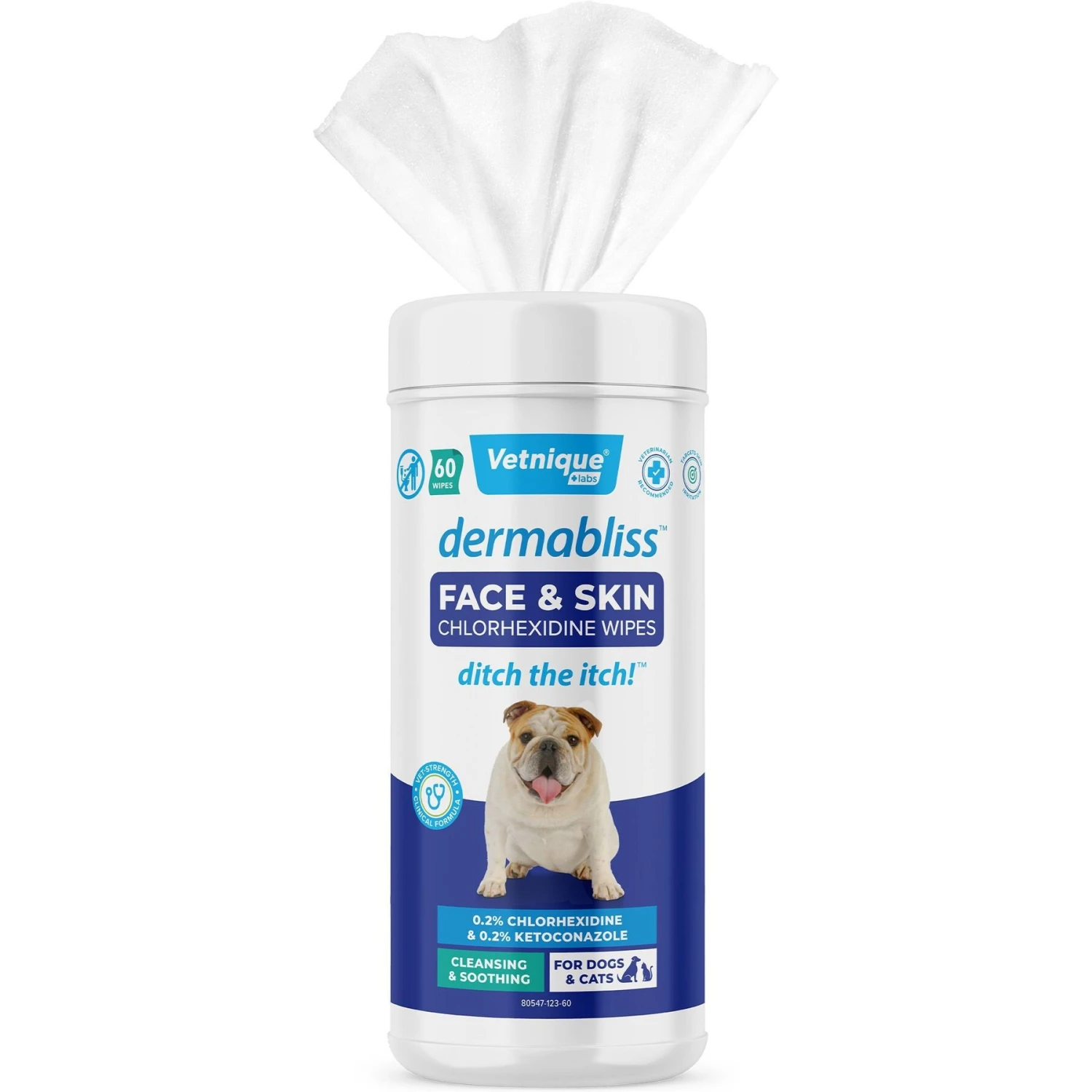 Vetnique Labs Dermabliss Medicated Face, Skin & Wrinkle Dog & Cat Wipes, 60 Count 3 Vetnique Labs Dermabliss Medicated Face, Skin & Wrinkle Dog & Cat Wipes, 60 Count
