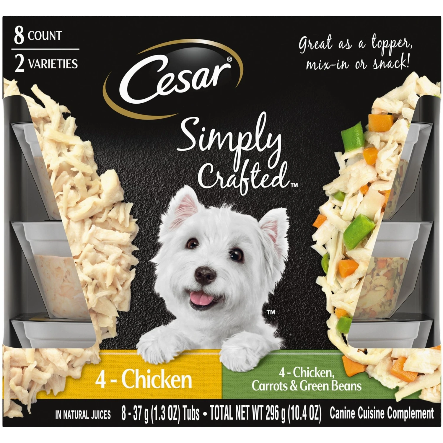 Cesar Simply Crafted Variety Pack Chicken & Chicken, Carrots & Green Beans Limited-Ingredient Adult Wet Dog Food Topper & Cesar Filet Mignon Flavor & Spring Vegetables Garnish Small Breed Dry Dog Food 4 Cesar Simply Crafted Variety Pack Chicken & Chicken, Carrots & Green Beans Limited-Ingredient Adult Wet Dog Food Topper & Cesar Filet Mignon Flavor & Spring Vegetables Garnish Small Breed Dry Dog Food - Image 2