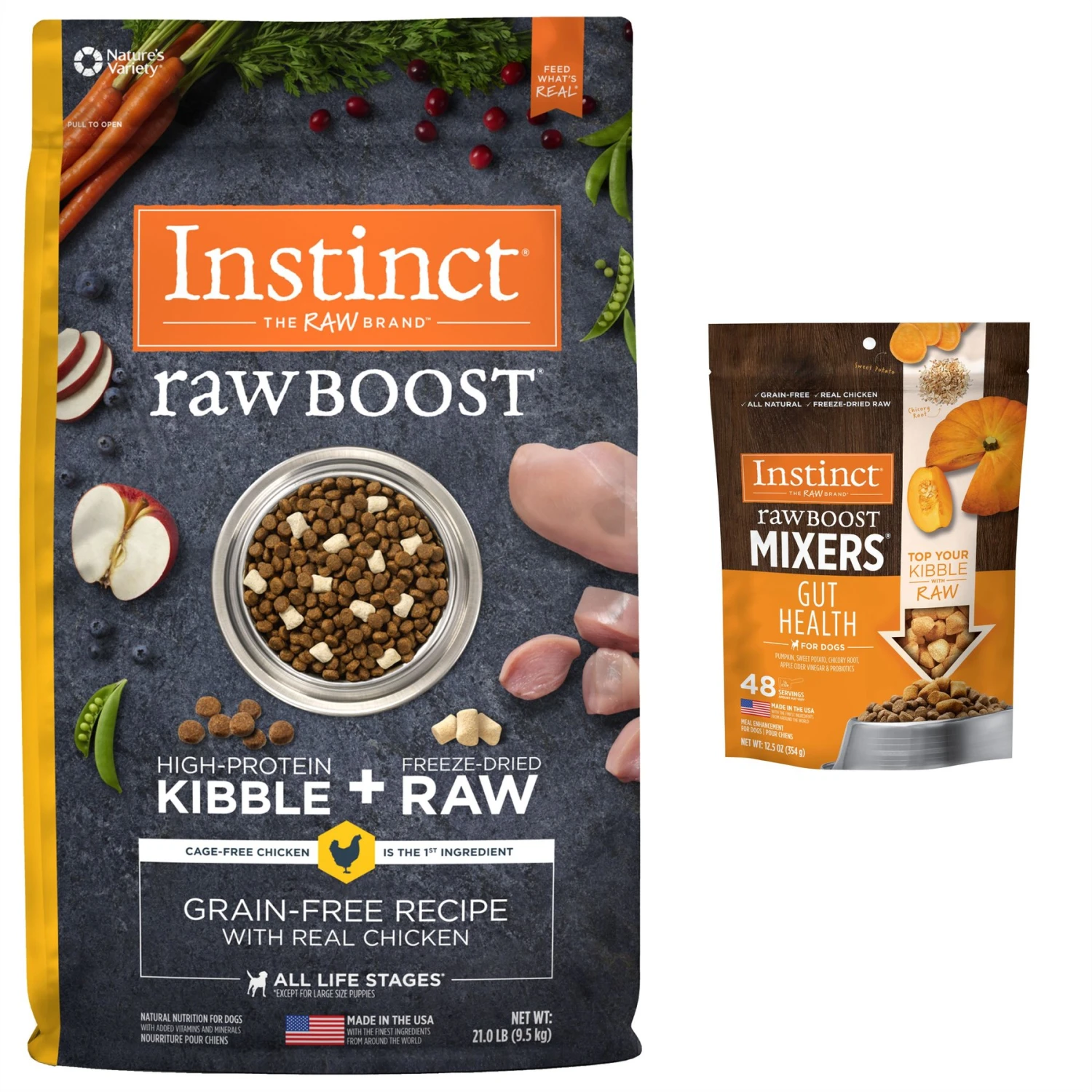 Instinct Raw Boost Grain-Free Recipe With Real Chicken & Freeze-Dried Raw Pieces Dry Dog Food & Instinct Freeze-Dried Raw Boost Mixers Grain-Free Gut Health Recipe Dog Food Topper 3 Instinct Raw Boost Grain-Free Recipe With Real Chicken & Freeze-Dried Raw Pieces Dry Dog Food & Instinct Freeze-Dried Raw Boost Mixers Grain-Free Gut Health Recipe Dog Food Topper