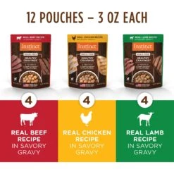 Instinct Freeze-Dried Raw Boost Mixers Grain-Free Gut Health Recipe Dog Food Topper & Instinct Healthy Cravings Grain-Free Cuts & Gravy Recipe Variety Pack Wet Dog Food Topper -Snuggle Paws 693598 PT6. AC SS1800 V1669122340