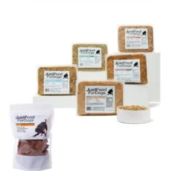 JustFoodForDogs Sampler Variety Box Frozen Human-Grade Fresh Dog Food & JustFoodForDogs Pumpkin Dehydrated Dog Treats, 5-oz Bag