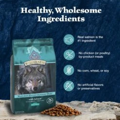 Blue Buffalo Wilderness Large Breed Adult High Protein Natural Salmon & Wholesome Grains Dry Dog Food, 28-lb Bag -Snuggle Paws 735518 PT5. AC SS1800 V1694547713